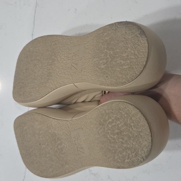 Zara Cream Platform Sandals Sz41 Will Fit Sz 10 Gentle Used - Picture 6 of 8